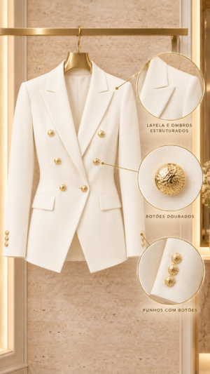 Blazer de Alfaiataria com Botões Dourados
