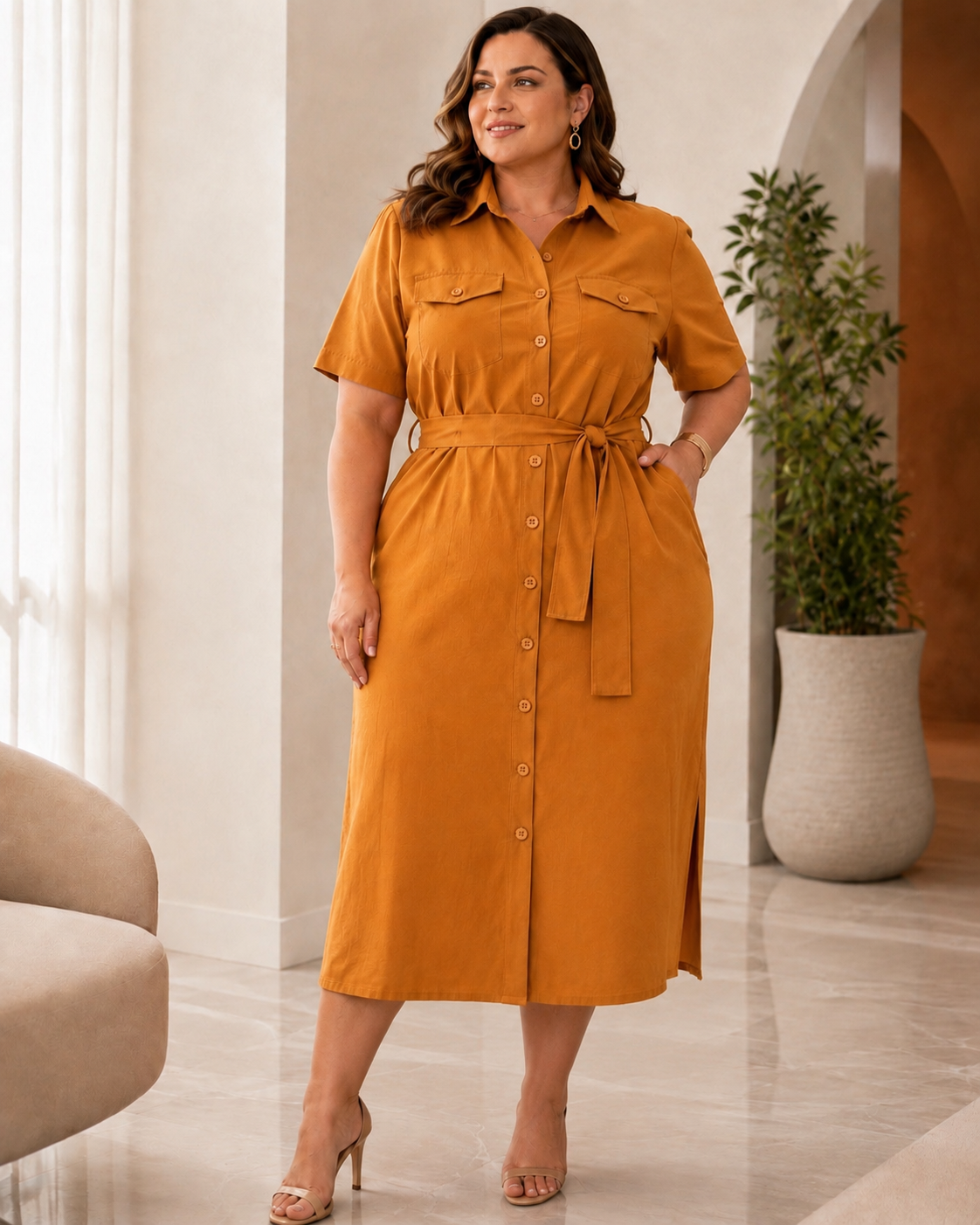 VESTIDO CHEMISE MIDI CAROL - Image 3