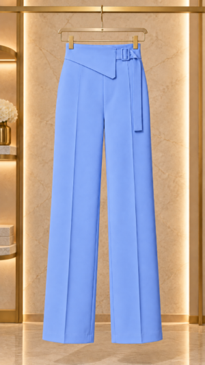 Calça Pantalona de Alfaiataria com Cós Assimétrico